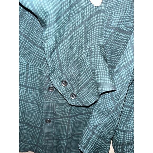 Rag & Bone Academia Grunge 100% Silk Black & Green Plaid Button Up Top  Blouse - Picture 6 of 12